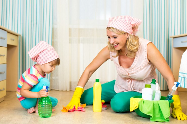 cleaning with kids